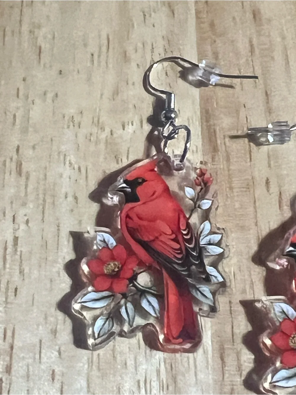 Red Cardinal Bird Earrings E209
